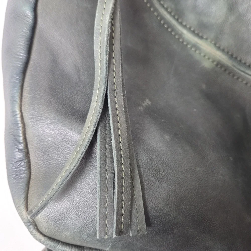 Vilenca Holland‎ Green Leather Hobo Bag Tassle Crossbody Purse